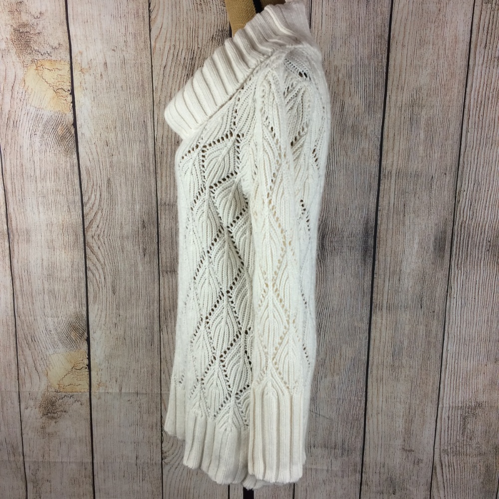 *SOLD* A.N.A. Off White Cowl Neck Knit Sweater Sz L - Picture 3 of 7